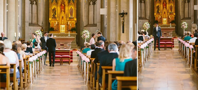 Bräutigam wartet in der Kirche auf seine Braut - Sportschloss Velen